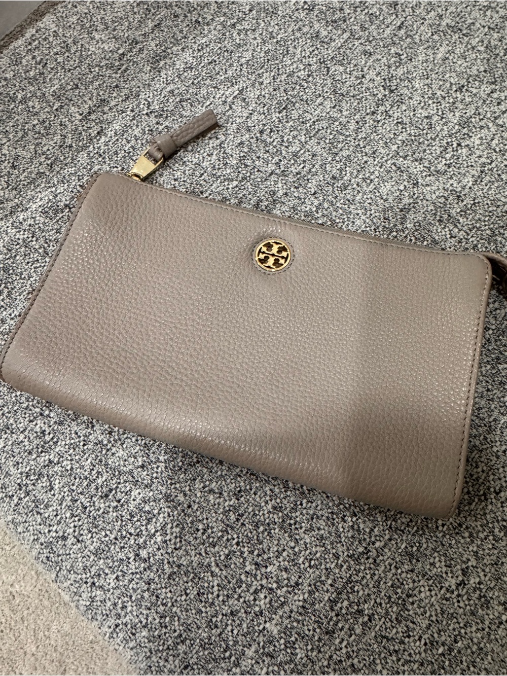 Tory Burch Taupe Pebbled Leather Wallet Purse (no strap)